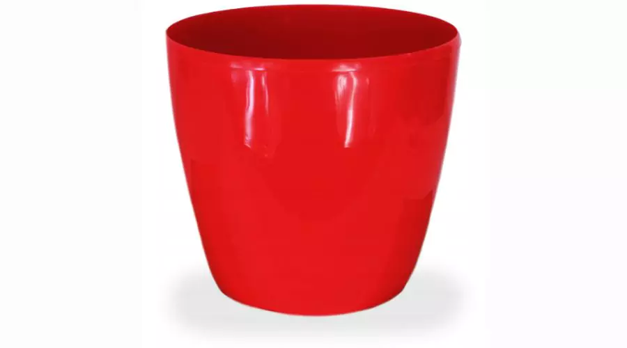 Doniczka biała błyszcząca pokrywa doniczkowa ziemia 15 cm pokrywa